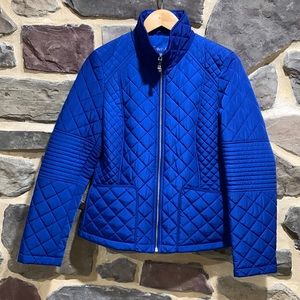 NEW CALVIN KLEIN ROYAL BLUE QUILTED STAND UP COLLAR COAT - SIZE XS